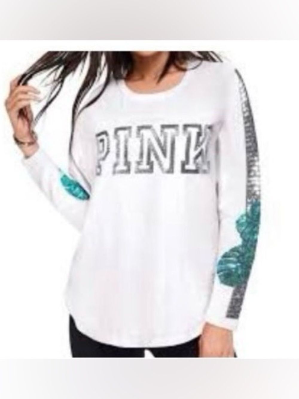 Pink Victoria’s Secret palm bling Tshirt M NWT